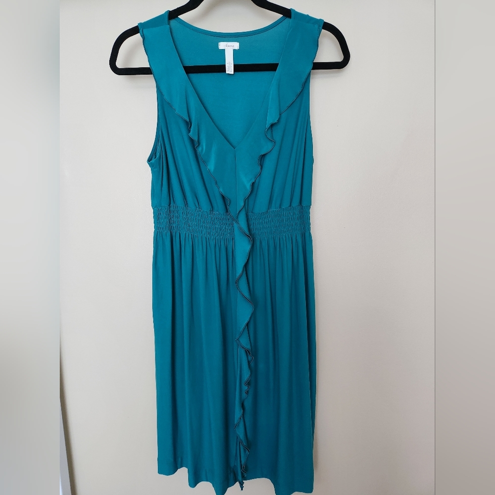 SOMA Sleeveless Ruffle Dress, GREEN - MEDIUM